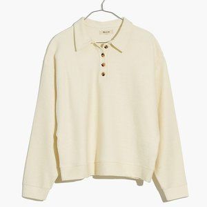 Madewell Ottoman Jacquard Polo Top Antique Cream